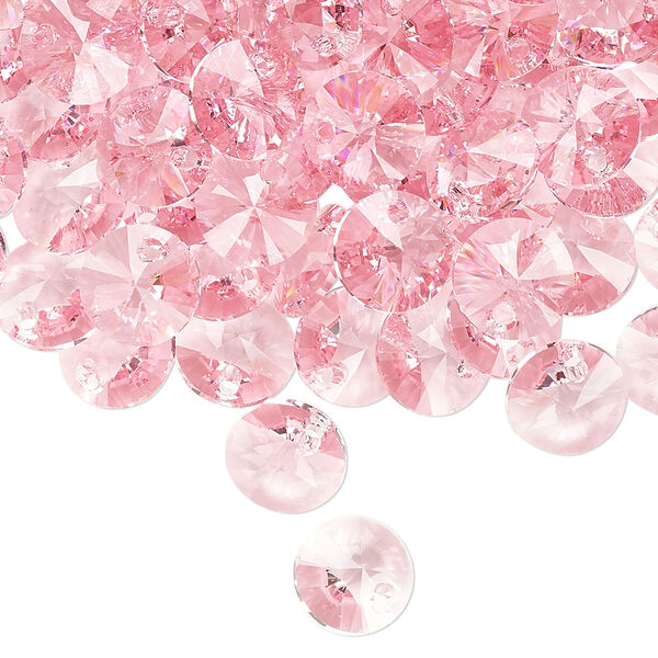 Drop 12pk light rose, Crystal Passions® 8mm pendant mini disk 6428 image number 1