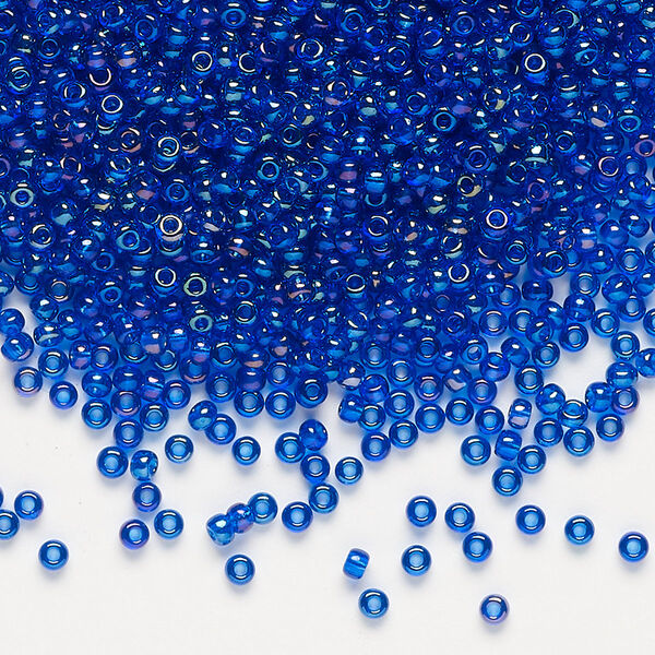 Seed bead, Preciosa Ornela Czech glass, pkg/500g, #11 rocaille, translucent rainbow sapphire blue, (61300). image number 0