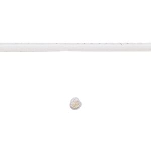 Cord, leather and cotton (dyed), white, 2.5mm zigzag-stitched round. Sold per 5-yard section.