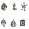 Charm mix, antique silver-finished "pewter" (zinc-based alloy), mixed sizes and shapes, single-sided. Sold per pkg of 6. image number 1