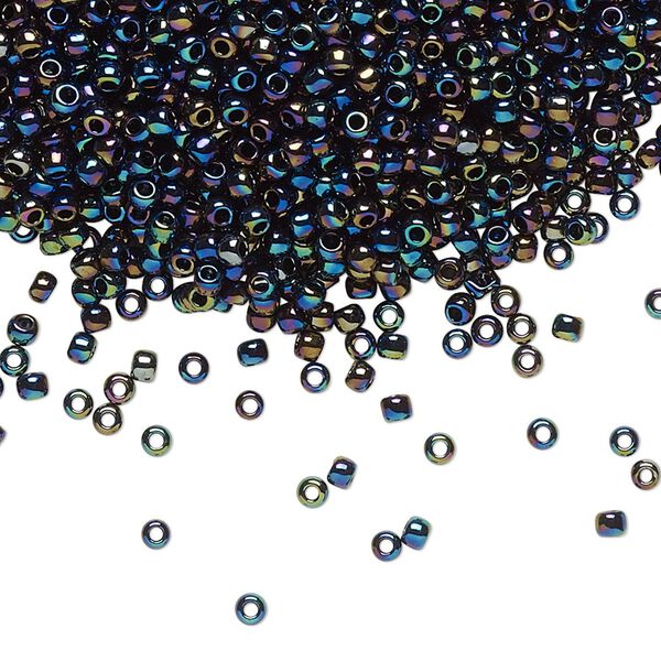 Seed bead, TOHO BEADS®, glass, pkg/50g, #11 round, opaque metallic rainbow iris multicolored (TR-11-86). image number 0