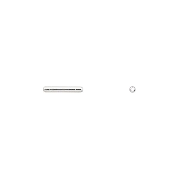 Bead, silver-plated brass, 10x1.5mm tube. Sold per pkg of 100. image number 0