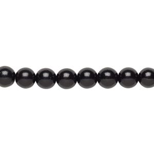 Jet 1pkg1, round bead natural 15.5-16 inch 6mm