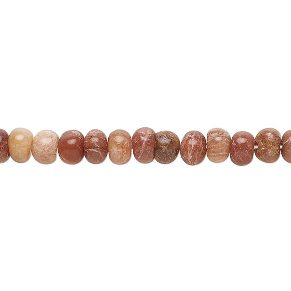 Bead, peach feldspar (natural), 5x4mm hand-cut rondelle, C+ grade, Mohs hardness 6 to 6-1/2. Sold per 14-inch strand, approximately 85 beads. image number 0