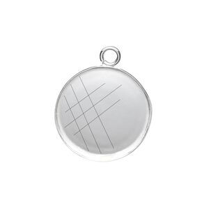 Drop, fine silver, 20mm round bezel cup setting with open loop. Sold per pkg of 2.