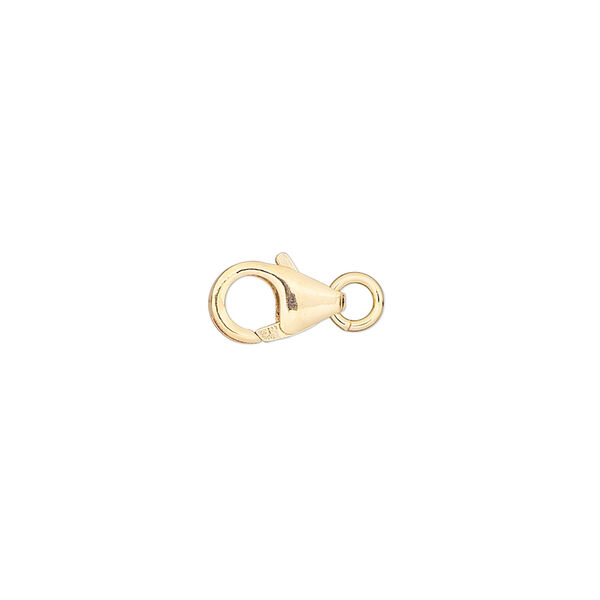 Clasp, lobster claw, 14Kt gold-filled, 10x6mm with 4mm jump ring. Sold individually. image number 0