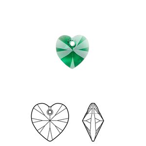 Drop 24pk majestic green, Crystal Passions® 10mm pendant heart 6228