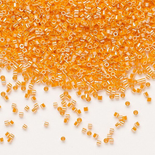 Seed bead, Delica®, glass, pkg/250g, #15 round, opaque luster mandarin orange (DBS-1563). image number 0