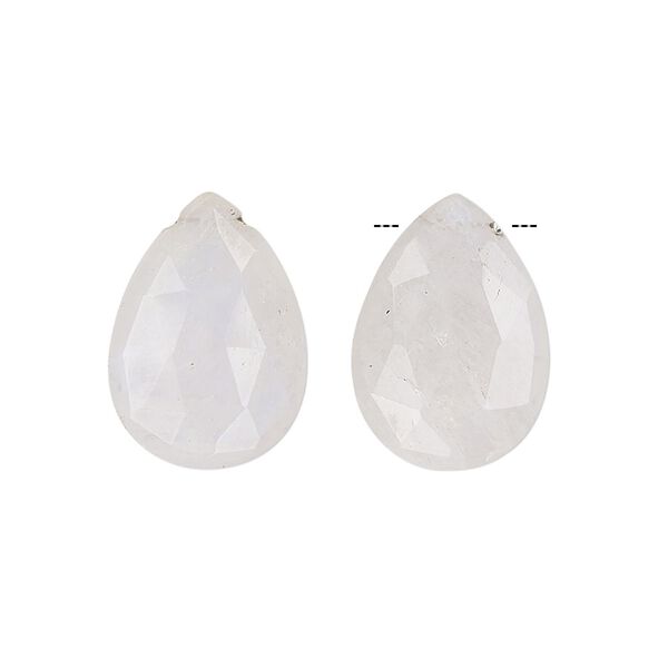 Rainbow moonstone 1pkg2, hand-cut top-drilled faceted puffed teardrop bead natural 18x13mm image number 0