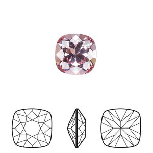 Fancy stone 6pk light rose foil back, Crystal Passions® 12mm cushion 4470