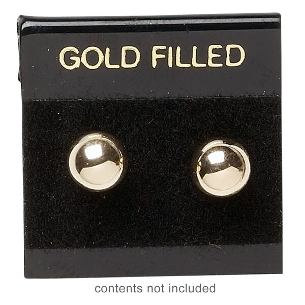 Earring card, flocked plastic, black and gold, 1x1-inch square with "GOLD FILLED." Sold per pkg of 100. image number 1