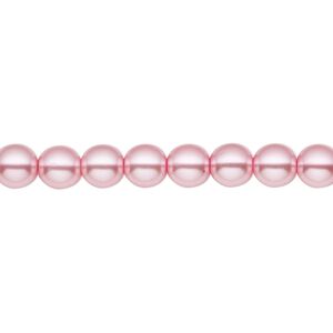 Bead, Czech pearl-coated glass druk, opaque pink, 6mm round. Sold per 15-1/2" to 16" strand.