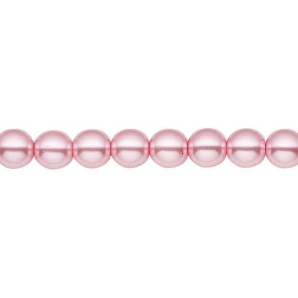 Bead, Czech pearl-coated glass druk, opaque pink, 6mm round. Sold per 15-1/2" to 16" strand. image number 0