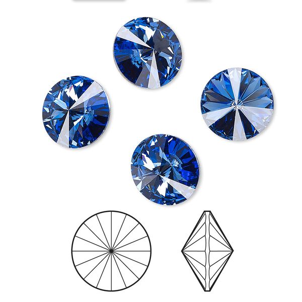 Chaton 4pk sapphire foil back, Crystal Passions® 10.54-10.91mm rivoli SS47 1122 image number 0