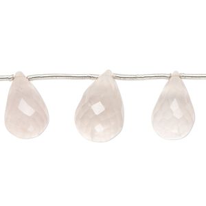 Rose quartz 1pkg13, hand-cut top-drilled micro-faceted briolette bead natural graduated 12x8mm-18x12mm