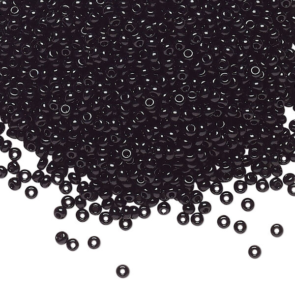 Seed bead, Preciosa Ornela Czech glass, pkg/500g, #11 rocaille, opaque black, (23980). image number 0
