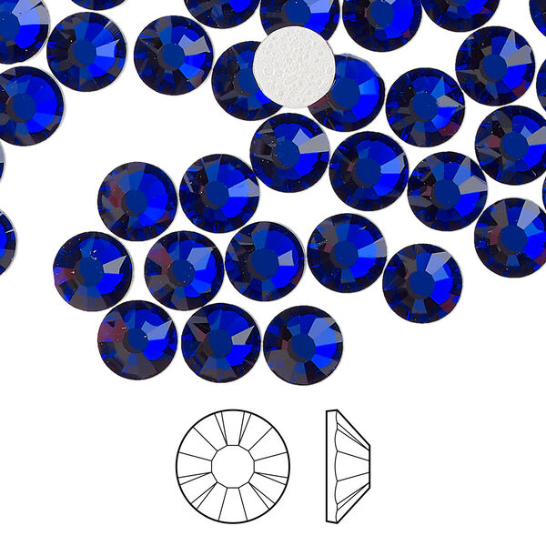 Flat back 24pk cobalt blue foil back, Preciosa MAXIMA Czech crystal hotfix rhinestone 6.3-6.5mm chaton rose round SS30 image number 0