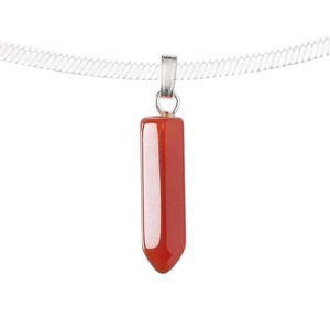 Carnelian / "pewter" (zinc-based alloy) 1pkg1, silver-plated point pendant 21x6mm