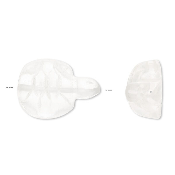 Bead, quartz crystal (natural), 23x15mm hand-carved turtle, B grade, Mohs hardness 7. Sold individually. image number 0