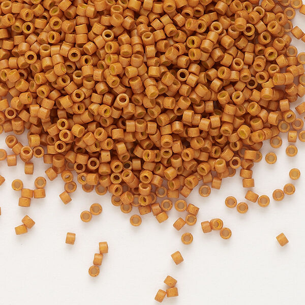 Seed bead, Delica®, glass, pkg/7.5g, #11 round, opaque pumpkin (DB-0653). image number 0