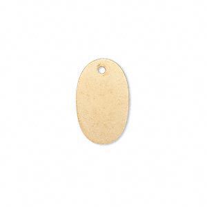 Drop, gold-finished brass, 19x11mm double-sided oval. Sold per pkg of 6.