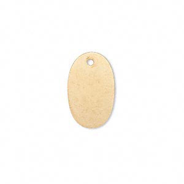 Drop, gold-finished brass, 19x11mm double-sided oval. Sold per pkg of 6. image number 0