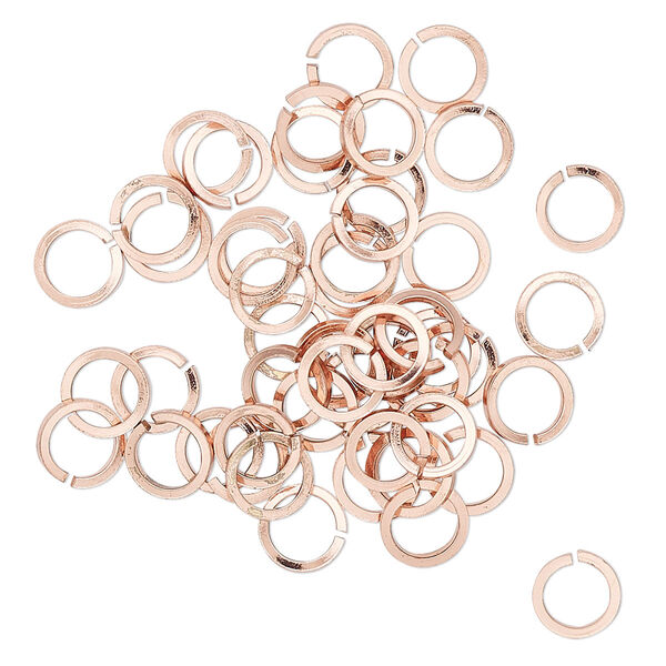 Jump ring, copper, 6mm hand-cut round square wire, 4.2mm inside diameter, 19 gauge. Sold per pkg of 50. image number 0