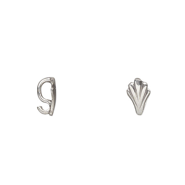 Pendant bail, antiqued sterling silver, 9x5.5mm with hidden loop. Sold per pkg of 4. image number 0