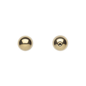 Hemalyke&trade; 1pkg4, electroplated half-drilled round bead 8mm