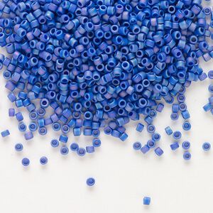 Seed bead, Delica®, glass, pkg/50g, #11 round, opaque matte rainbow cobalt (DB-0880).