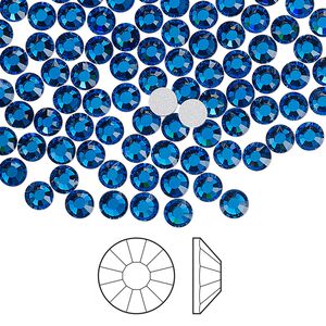 Flat back 1440pk Capri blue foil back, Preciosa Viva 12® Czech crystal rhinestone 3.8-4mm chaton rose round SS16