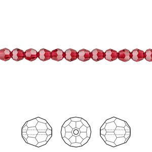 Bead 12pk scarlet, Crystal Passions® 4mm round 5000