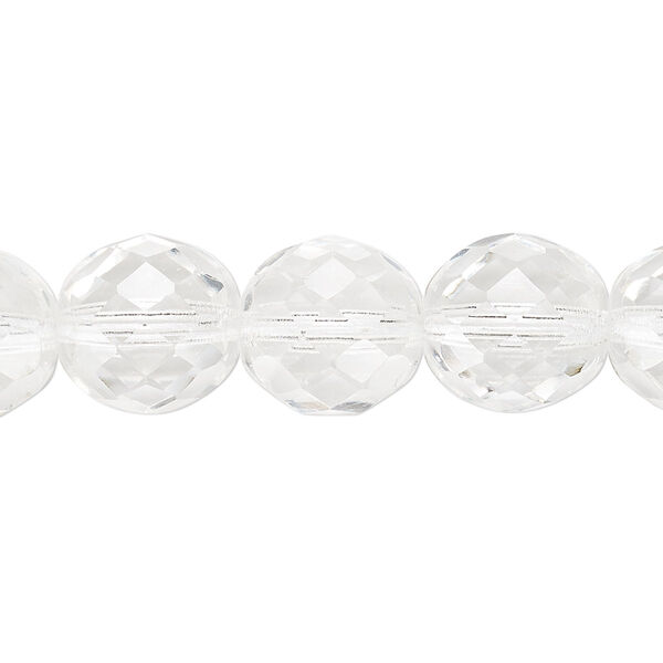 Bead, Czech fire-polished glass, clear, 12mm faceted round. Sold per pkg of 600 (1/2 mass). image number 0