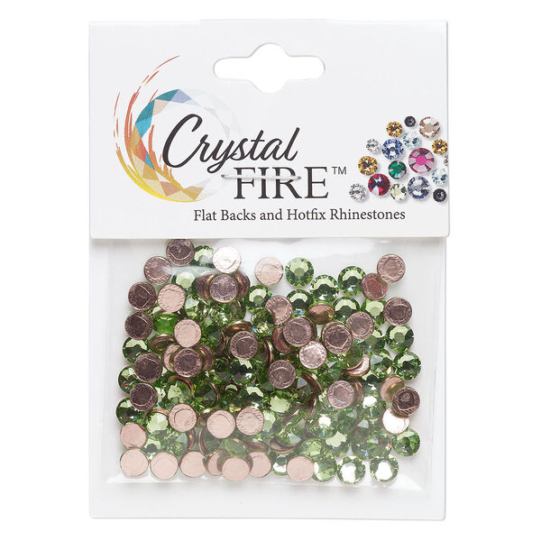 Flat back 144pk peridot, Crystal FIRE® 4.60-4.80mm hotfix round SS20 image number 0