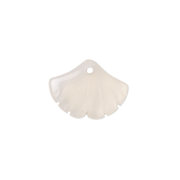Drop, chalcedony (natural), 20x15mm top-drilled double-sided carved gingko leaf, B grade, Mohs hardness 6-1/2 to 7. Sold individually. image number 0