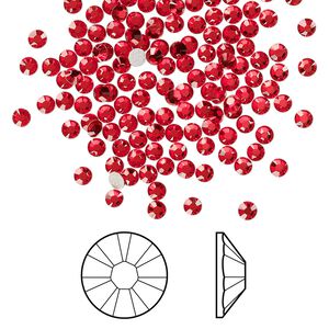 Flat back 1440pk light Siam foil back, Swarovski® 2.5-2.7mm rose round SS9 2058