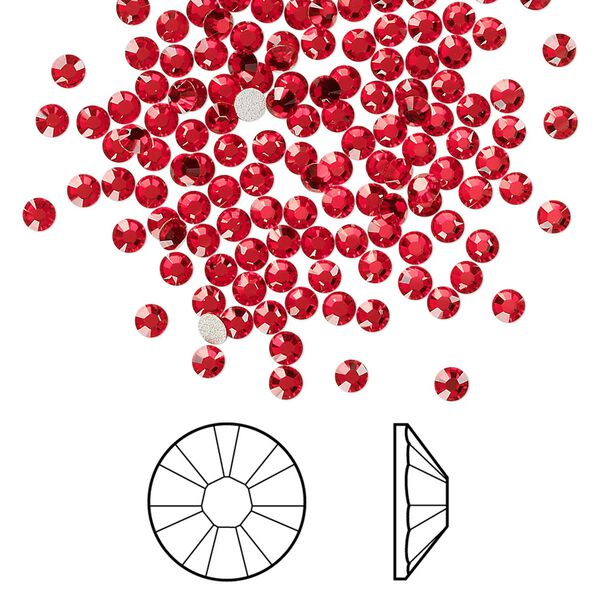 Flat back 1440pk light Siam foil back, Swarovski® 2.5-2.7mm rose round SS9 2058 image number 0