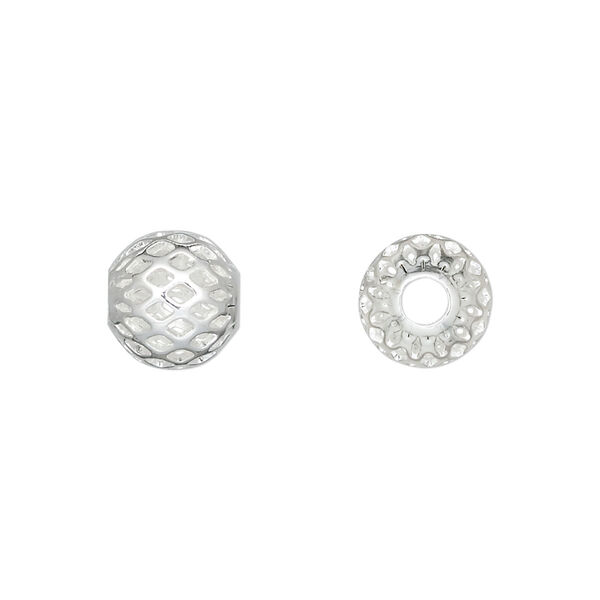 Bead, silver-plated brass, 10mm weave round with cutouts. Sold per pkg of 10. image number 0