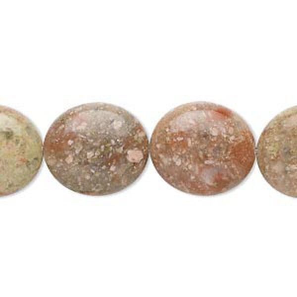 Bead, autumn jasper (natural), 16x14mm flat oval, B grade, Mohs hardness 6-1/2 to 7. Sold per 16-inch strand. image number 0