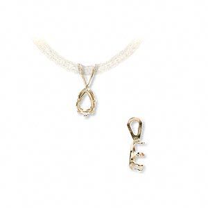 Pendant, Snap-Tite®, 14Kt gold, 6x4mm 6-prong pear setting. Sold individually.