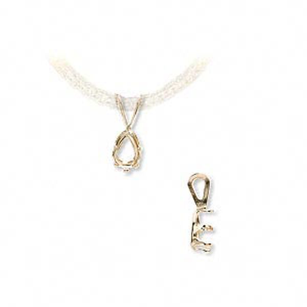 Pendant, Snap-Tite®, 14Kt gold, 6x4mm 6-prong pear setting. Sold individually. image number 0