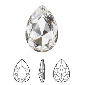 Fancy stone 1pk crystal foil back, Crystal Passions® 30x20mm pear 4327