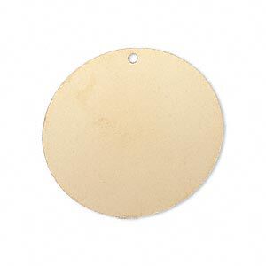 Focal, gold-finished brass, 30mm double-sided top-drilled flat round. Sold per pkg of 6.