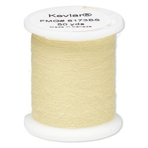 Thread, Kevlar®, yellow, 0.2mm diameter, 7-pound test. Sold per 50-yard spool.