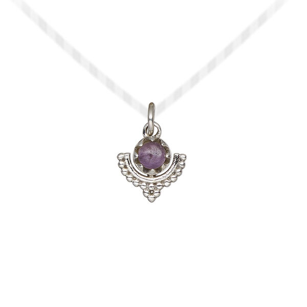 Amethyst / sterling silver 1pkg1, beaded drop natural antiqued 10x10mm image number 0