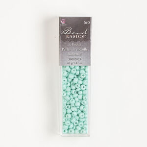 Seed bead glass 1pkg1, #6 round 40g, opaque light turquoise
