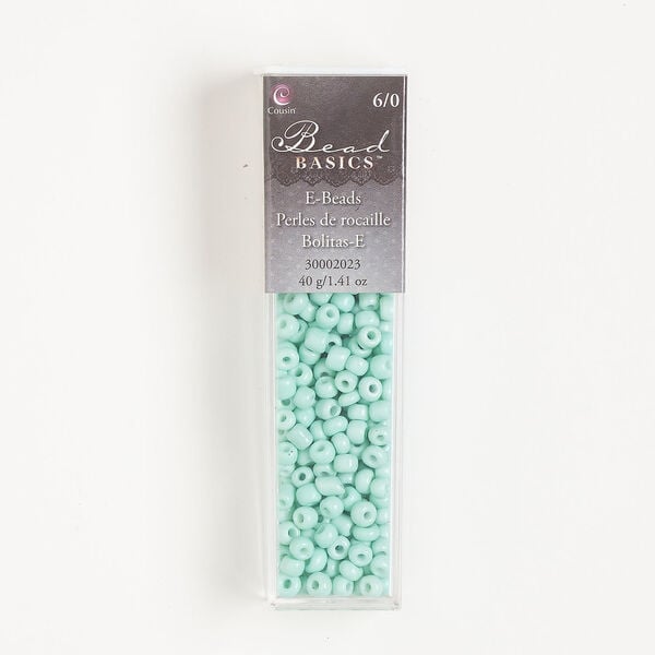 Seed bead glass 1pkg1, #6 round 40g, opaque light turquoise image number 0