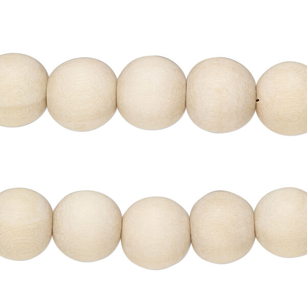 Bead, Taiwanese cheesewood (natural), pkg/(2) 16 inches, 10mm center-drilled round. image number 0