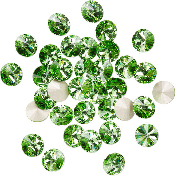 Chaton 144pk peridot foil back, Preciosa MAXIMA Czech crystal rhinestone 14mm rivoli image number 0