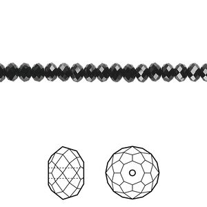 Bead 12pk jet, Crystal Passions® 4x3mm rondelle 5040